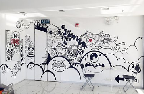 盐亭手绘墙并非传统涂鸦。